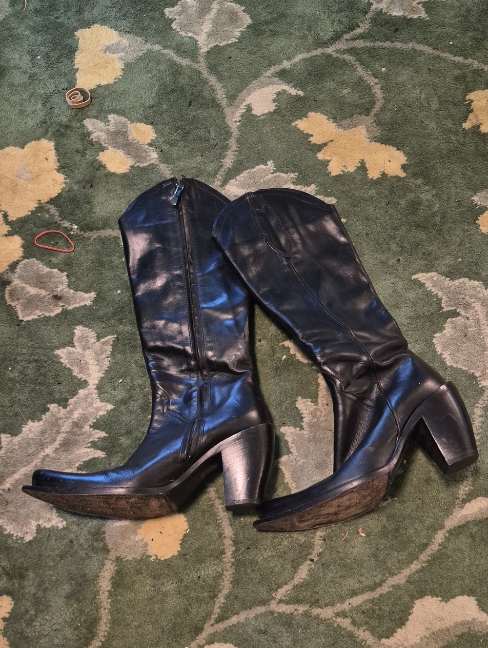 Vero Cuoio Black Leather Over-the-Knee Block Heel Boots